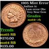Image 1 : 1905 Mint Error Indian Cent 1c Grades Choice+ Unc RB