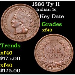 1886 Ty II Indian Cent 1c Grades xf