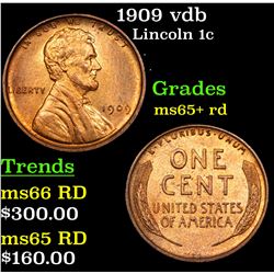 1909 vdb Lincoln Cent 1c Grades Gem+ Unc RD