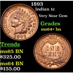 1893 Indian Cent 1c Grades Choice+ Unc BN