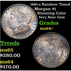 1881-s Rainbow Toned Morgan Dollar $1 Grades Choice+ Unc