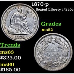 1870-p Seated Liberty Half Dime 1/2 10c Grades Select Unc
