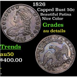 1826 Capped Bust Half Dollar 50c Grades AU Details