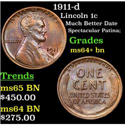 1911-d Lincoln Cent 1c Grades Choice+ Unc BN