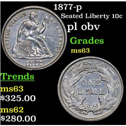 1877-p Seated Liberty Dime 10c Grades Select Unc