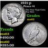 Image 1 : 1921-p Peace Dollar $1 Grades Select Unc