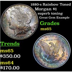 1880-s Rainbow Toned Morgan Dollar $1 Grades GEM Unc