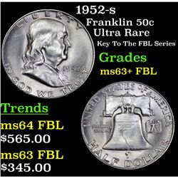 1952-s Franklin Half Dollar 50c Grades Select Unc+ FBL