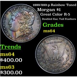 1889/889-p Rainbow Toned Morgan Dollar $1 Grades Choice Unc