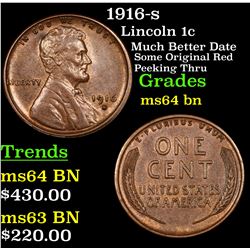 1916-s Lincoln Cent 1c Grades Choice Unc BN