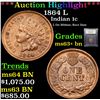 Image 1 : ***Auction Highlight*** 1864 L Indian Cent 1c Graded Select+ Unc BN By USCG (fc)
