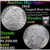 Image 1 : ***Auction Highlight*** 1818 Capped Bust Half Dollar 50c Graded Choice AU/BU Slider By USCG (fc)