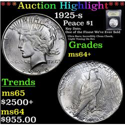 ***Auction Highlight*** 1925-s Peace Dollar $1 Graded Choice+ Unc By USCG (fc)
