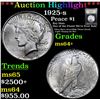 Image 1 : ***Auction Highlight*** 1925-s Peace Dollar $1 Graded Choice+ Unc By USCG (fc)