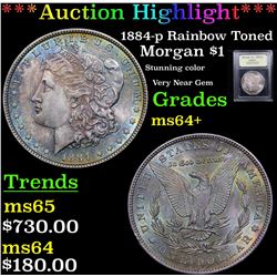 ***Auction Highlight*** 1884-p Rainbow Toned Morgan Dollar $1 Graded Choice+ Unc By USCG (fc)