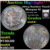 Image 1 : ***Auction Highlight*** 1884-p Rainbow Toned Morgan Dollar $1 Graded Choice+ Unc By USCG (fc)