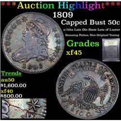 ***Auction Highlight*** 1809 Capped Bust Half Dollar 50c Graded xf+ By USCG (fc)