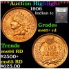 Image 1 : ***Auction Highlight*** 1906 Indian Cent 1c Graded Gem+ Unc RD By USCG (fc)