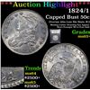 Image 1 : ***Auction Highlight*** 1824/1 Capped Bust Half Dollar 50c Graded Select+ Unc By USCG (fc)