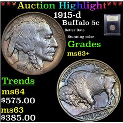 ***Auction Highlight*** 1915-d Buffalo Nickel 5c Graded Select+ Unc By USCG (fc)