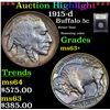Image 1 : ***Auction Highlight*** 1915-d Buffalo Nickel 5c Graded Select+ Unc By USCG (fc)