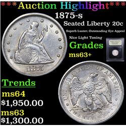 ***Auction Highlight*** 1875-s Twenty Cent Piece 20c Graded Select+ Unc By USCG (fc)