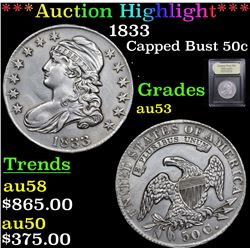 ***Auction Highlight*** 1833 Capped Bust Half Dollar 50c Graded Select AU By USCG (fc)