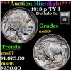 Image 1 : ***Auction Highlight*** 1913-p TY I Buffalo Nickel 5c Graded GEM++ Unc By USCG (fc)