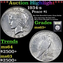 ***Auction Highlight*** 1934-s Peace Dollar $1 Graded Select+ Unc By USCG (fc)