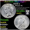 Image 1 : ***Auction Highlight*** 1934-s Peace Dollar $1 Graded Select+ Unc By USCG (fc)