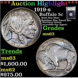 ***Auction Highlight*** 1919-s Buffalo Nickel 5c Graded Select Unc By USCG (fc)