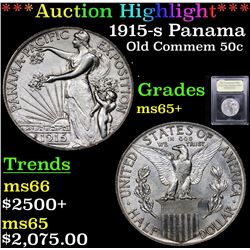 ***Auction Highlight*** 1915-s Panama Pacific Old Commem Half Dollar 50c Graded GEM+ Unc By USCG (fc