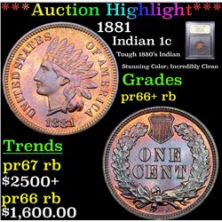 ***Auction Highlight*** 1881 Indian Cent 1c Graded Gem+ RB By USCG (fc)