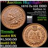 Image 1 : ***Auction Highlight*** 1870 fs-101 DDO Indian Cent 1c Graded Select+ Unc BN By USCG (fc)