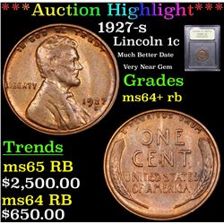 ***Auction Highlight*** 1927-s Lincoln Cent 1c Graded Choice+ Unc RB By USCG (fc)