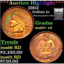***Auction Highlight*** 1902 Indian Cent 1c Graded Gem+ Unc RD By USCG (fc)
