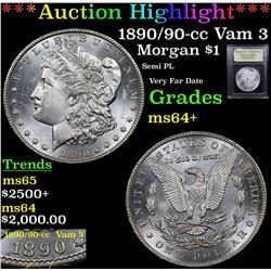***Auction Highlight*** 1890/90-cc Vam 3 Morgan Dollar $1 Graded Choice+ Unc By USCG (fc)