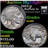 Image 1 : ***Auction Highlight*** 1915-p Buffalo Nickel 5c Graded GEM+ Unc By USCG (fc)