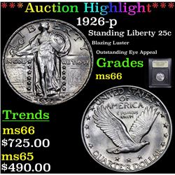 ***Auction Highlight*** 1926-p Standing Liberty Quarter 25c Graded GEM+ Unc By USCG (fc)