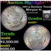 Image 1 : ***Auction Highlight*** 1897-p Rainbow Toned Morgan Dollar $1 Graded GEM+ Unc By USCG (fc)