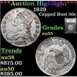 ***Auction Highlight*** 1829 Capped Bust Half Dollar 50c Graded Choice AU By USCG (fc)