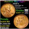 Image 1 : ***Auction Highlight*** 1919-s Lincoln Cent 1c Graded Select+ Unc RD By USCG (fc)