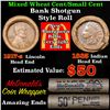Image 1 : Mixed small cents 1c orig shotgun roll, 1917-s Wheat Cent, 1883 Indian Cent other end