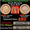 Image 1 : Mixed small cents 1c orig shotgun roll, 1918-s Wheat Cent, 1888 Indian Cent other end