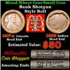 Image 1 : Mixed small cents 1c orig shotgun roll, 1917-s Wheat Cent, 1889 Indian Cent other end