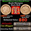 Image 1 : Mixed small cents 1c orig shotgun roll, 1920-d Wheat Cent, 1895 Indian Cent other end