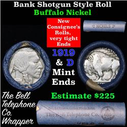 Buffalo Nickel Shotgun Roll in Old Bank Style 'Bell Telephone'  Wrapper 1919 & d Mint Ends