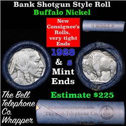 Buffalo Nickel Shotgun Roll in Old Bank Style 'Bell Telephone'  Wrapper 1928 & s Mint Ends
