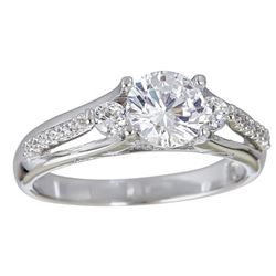 Sterling Silver 6.5mm Round Cut 3 Stone Engagement Ring Set size 7