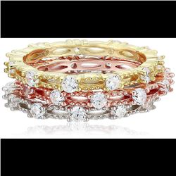 Sterling Silver Milgraine Tricolor Stack Ring size 9